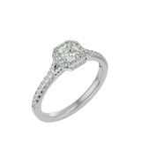 3/4 ctw Emerald-Cut Lab Grown Diamond Halo Engagement Ring