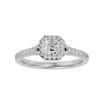 3/4 ctw Emerald-Cut Lab Grown Diamond Halo Engagement Ring