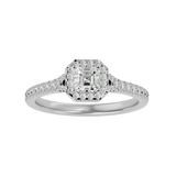 3/4 ctw Emerald-Cut Lab Grown Diamond Halo Engagement Ring