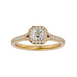 3/4 ctw Emerald-Cut Lab Grown Diamond Halo Engagement Ring