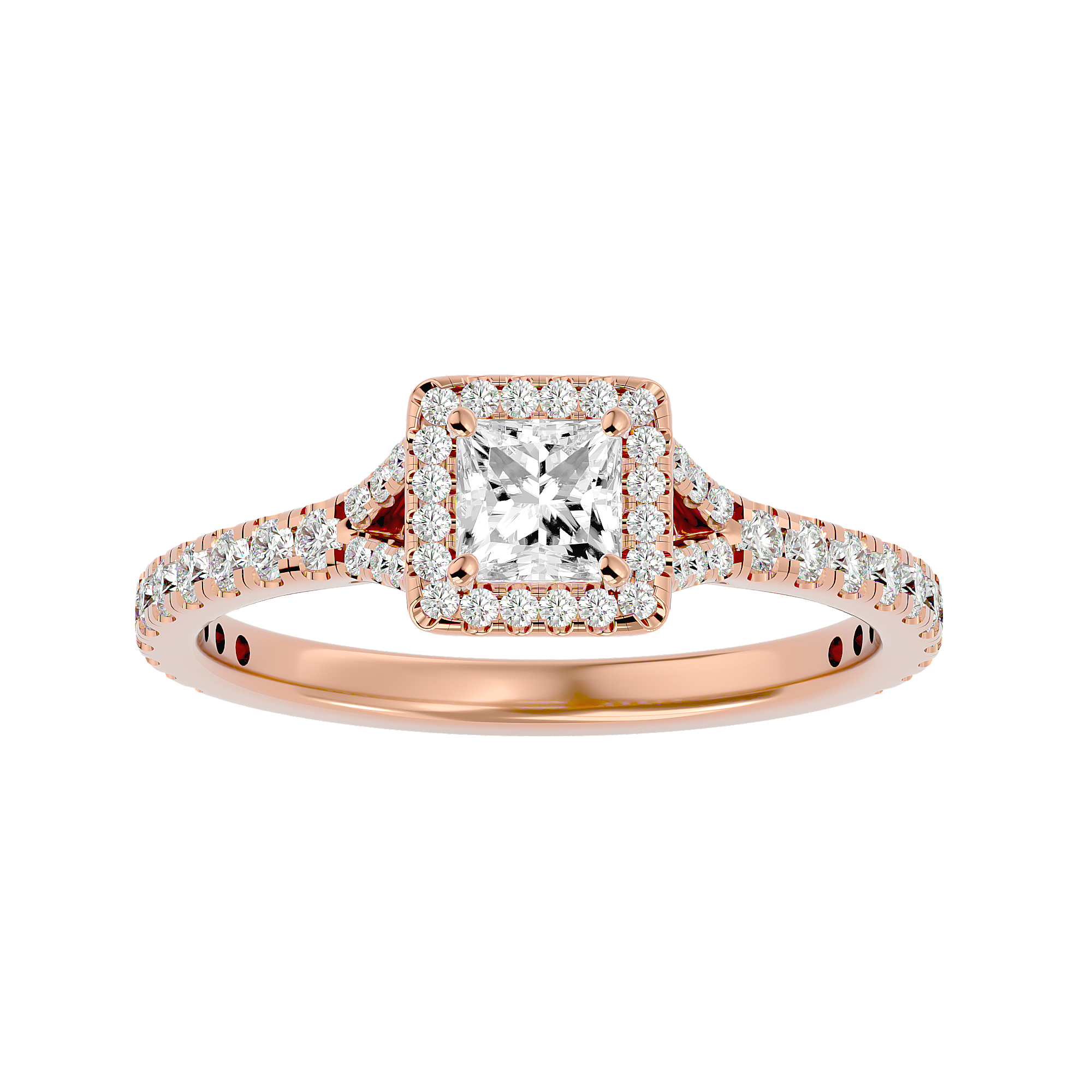 7/8 ctw Princess-Cut Lab Grown Diamond Halo Engagement Ring