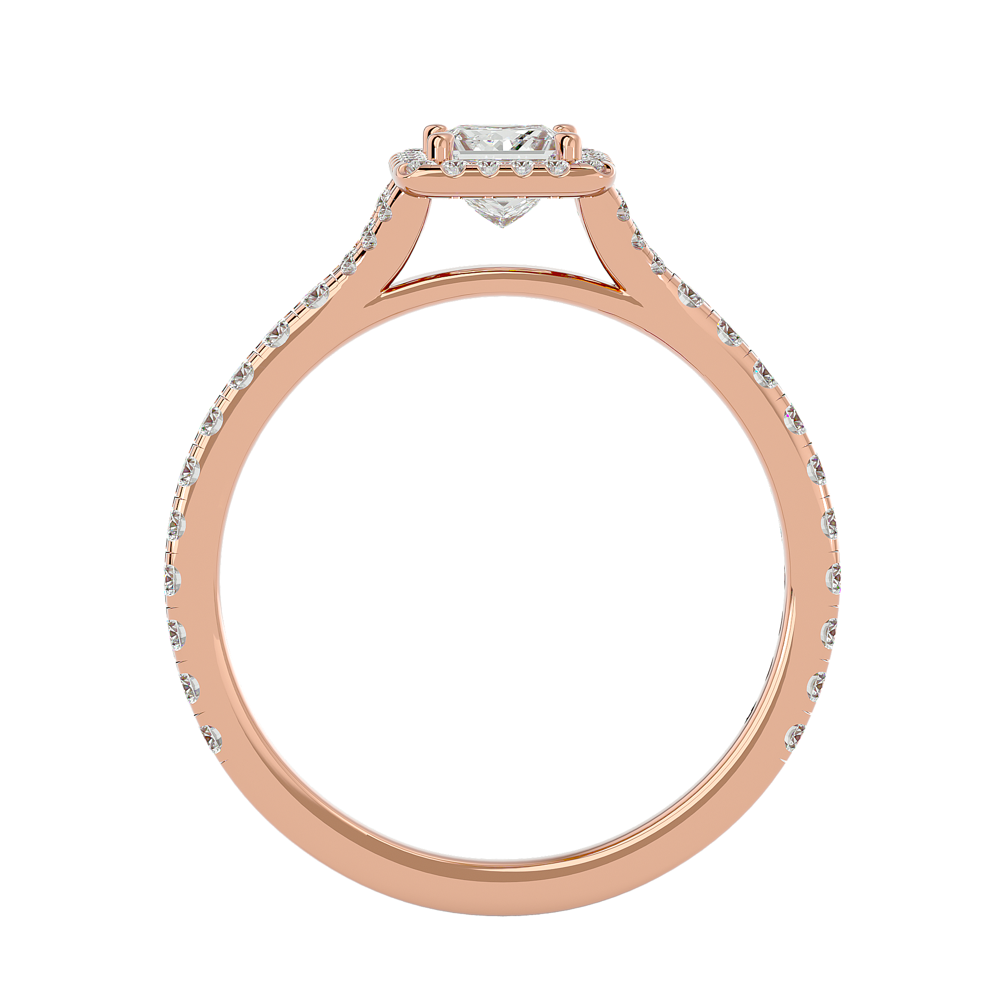 7/8 ctw Princess-Cut Lab Grown Diamond Halo Engagement Ring