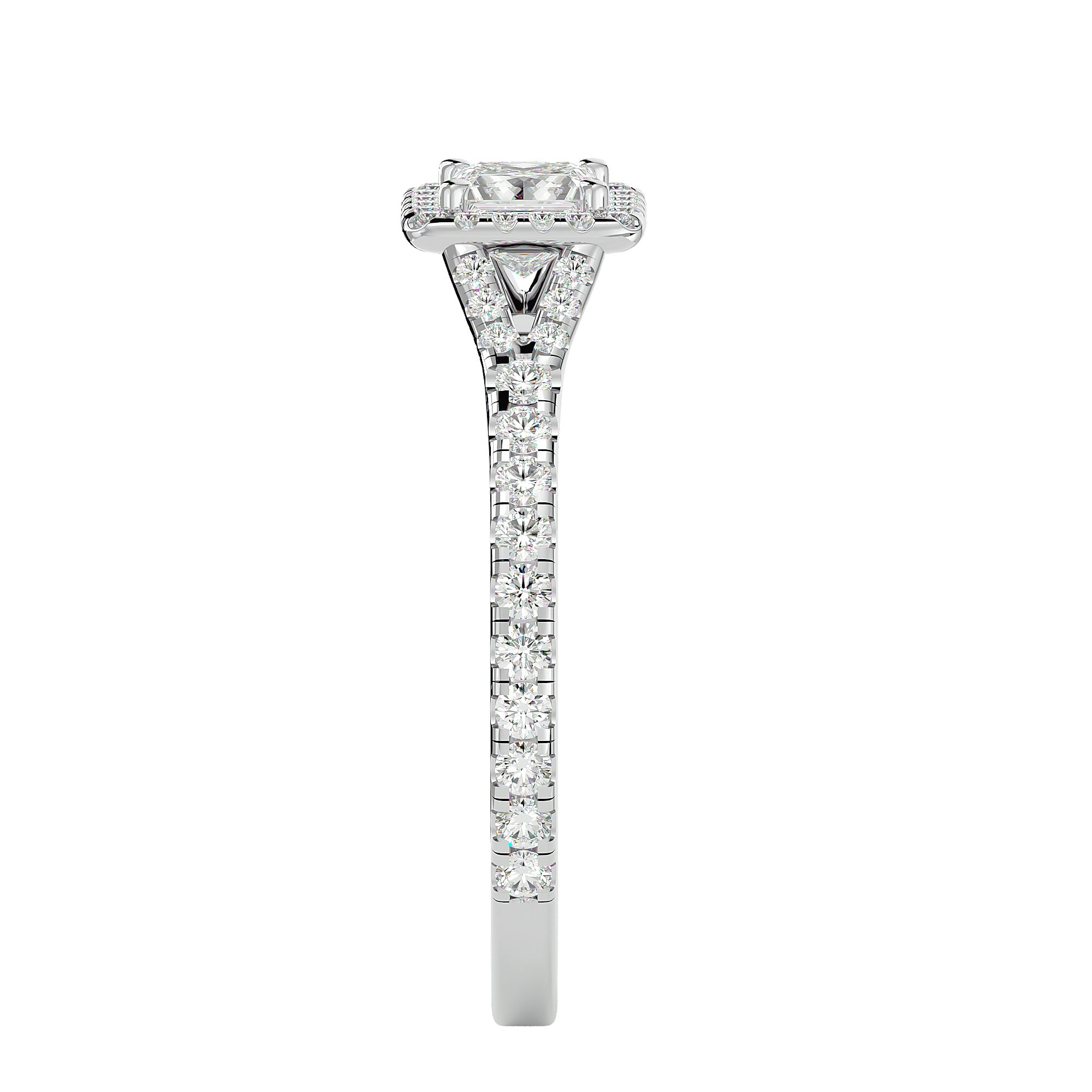 7/8 ctw Princess-Cut Lab Grown Diamond Halo Engagement Ring