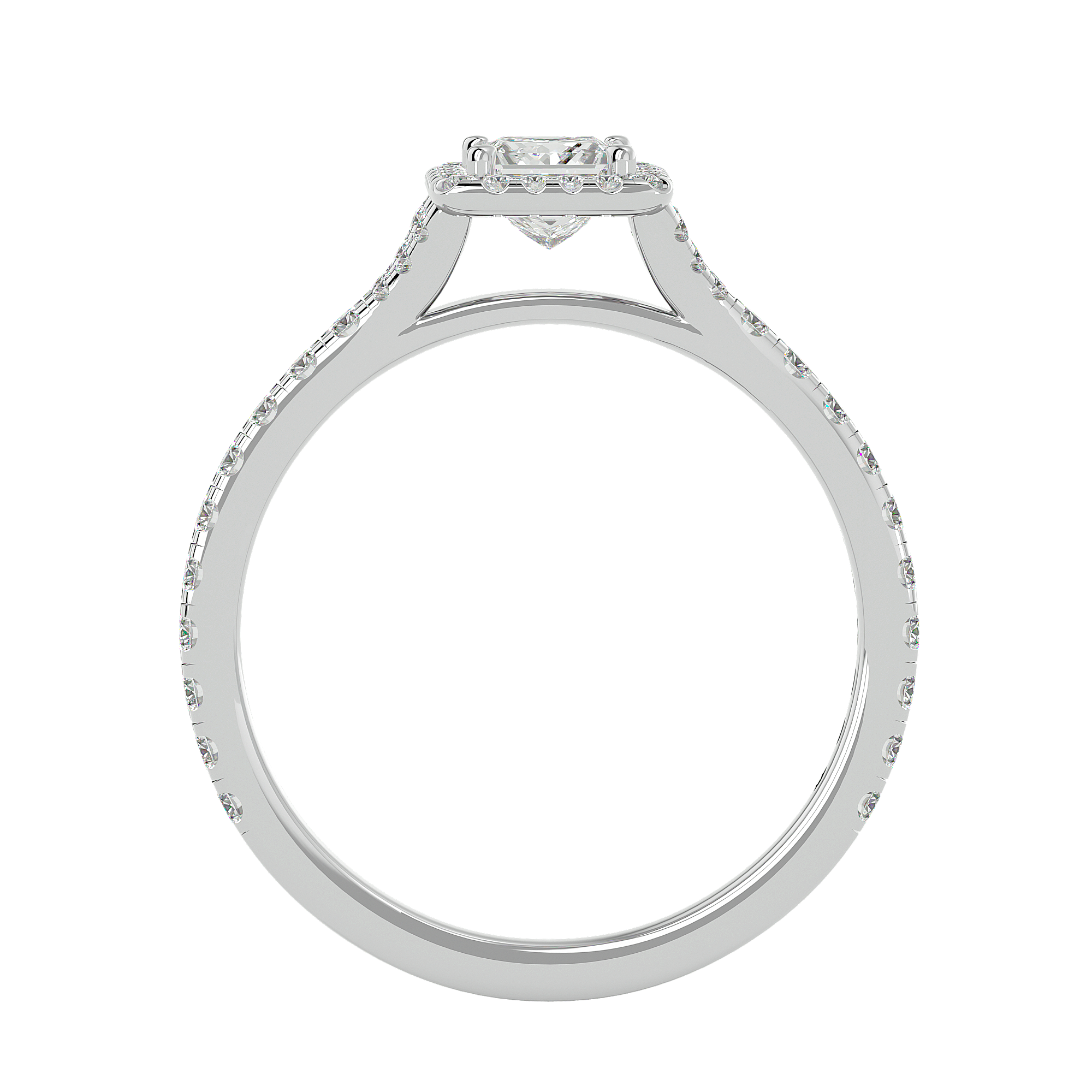 7/8 ctw Princess-Cut Lab Grown Diamond Halo Engagement Ring