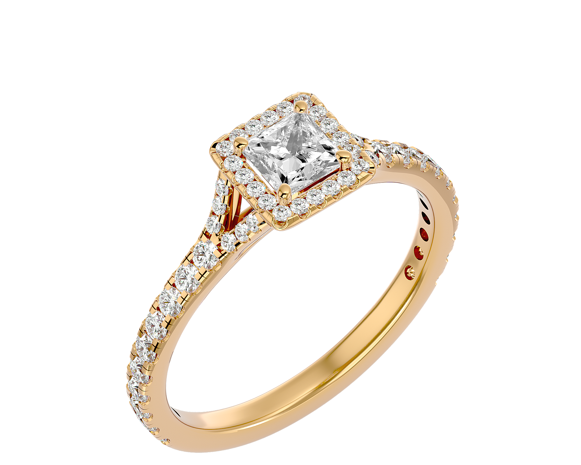 7/8 ctw Princess-Cut Lab Grown Diamond Halo Engagement Ring