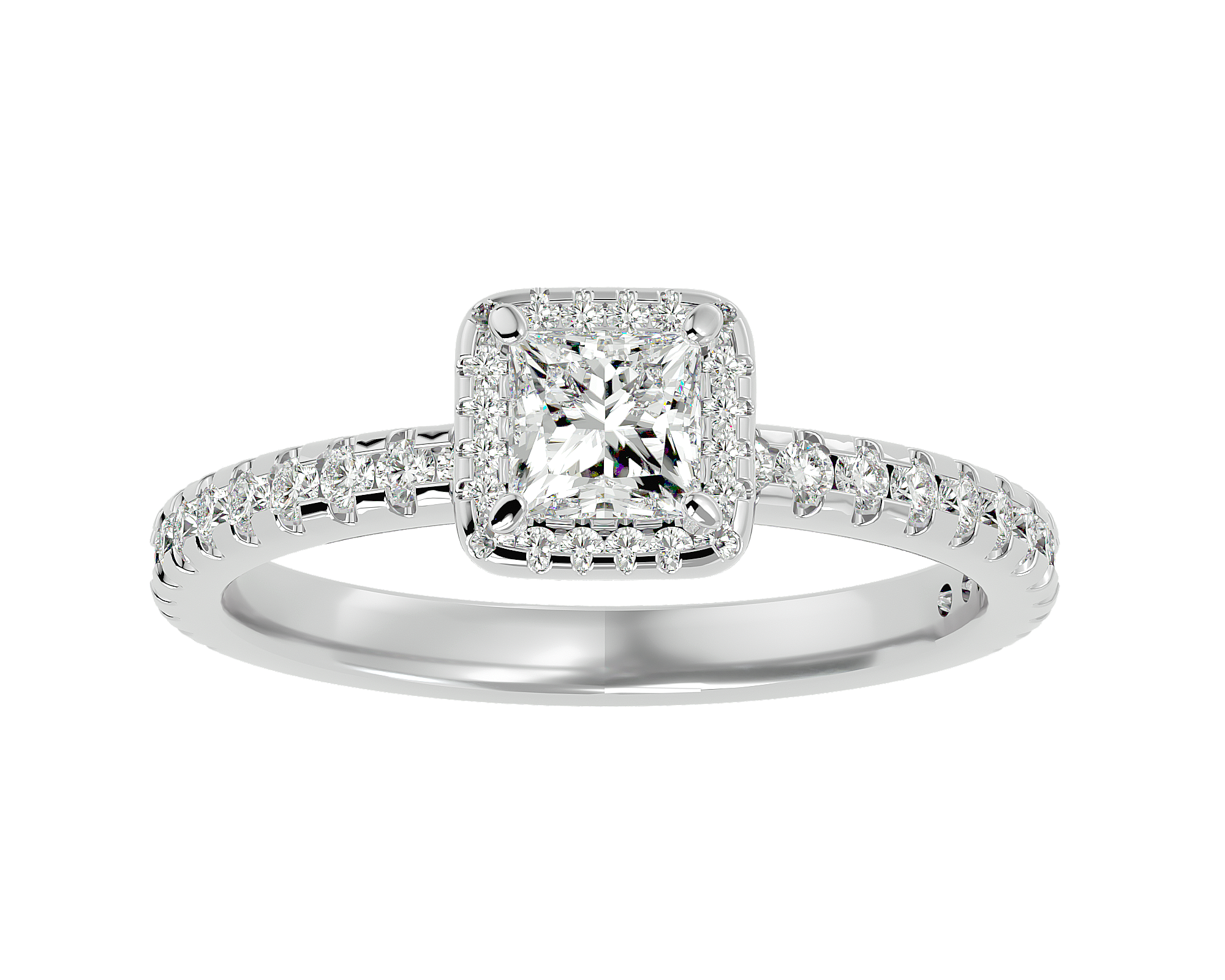 1 ctw Princess-Cut Lab Grown Diamond Halo Engagement Ring