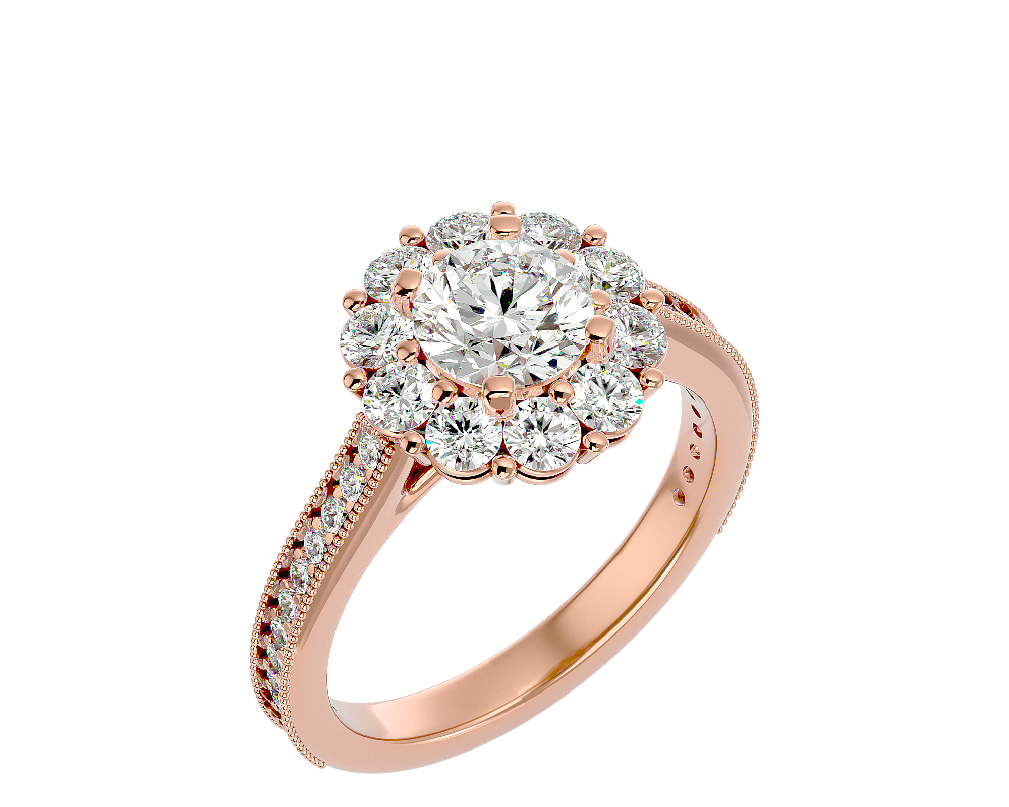 2 5/8 ctw Round Lab Grown Diamond Halo Engagement Ring