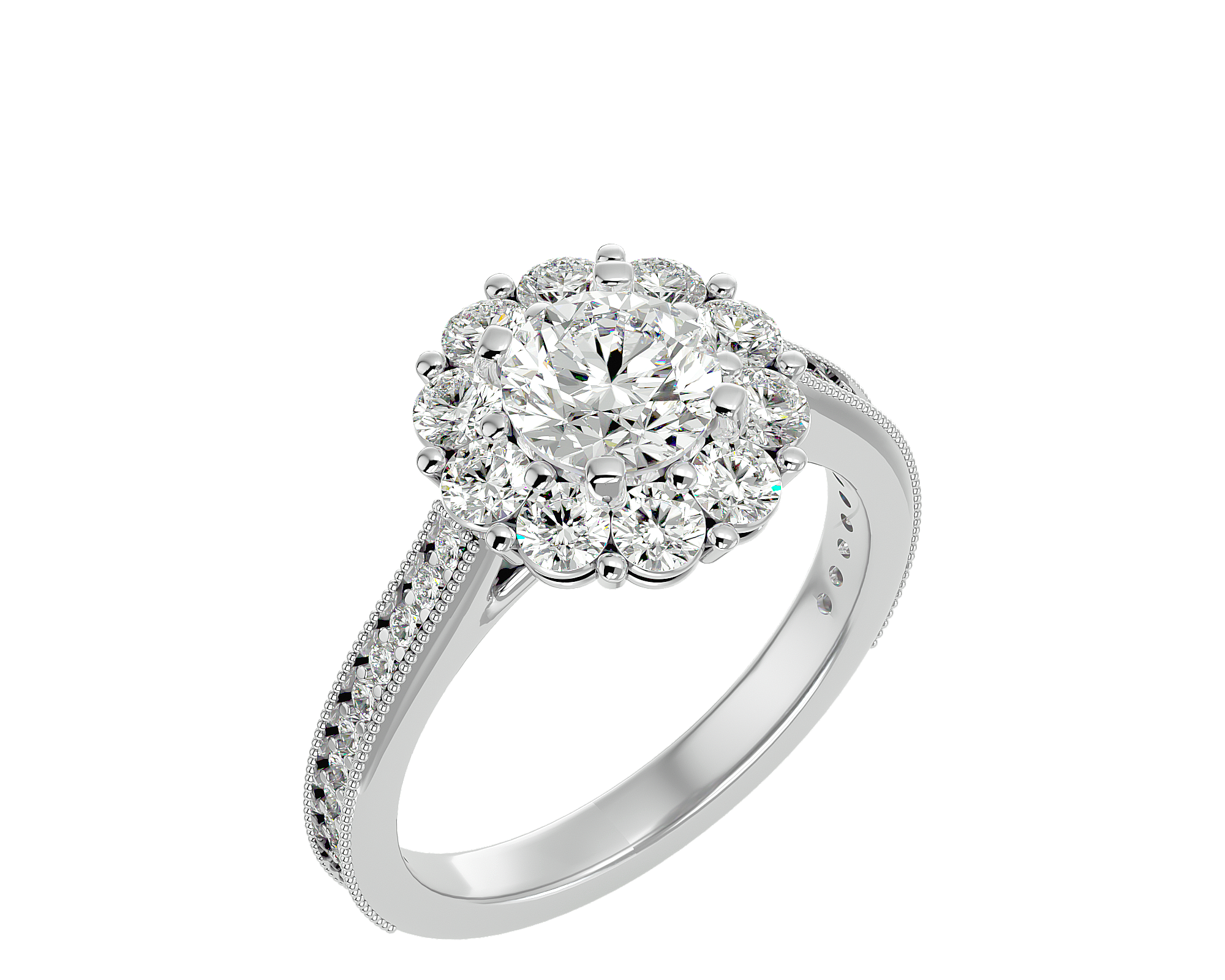 2 5/8 ctw Round Lab Grown Diamond Halo Engagement Ring