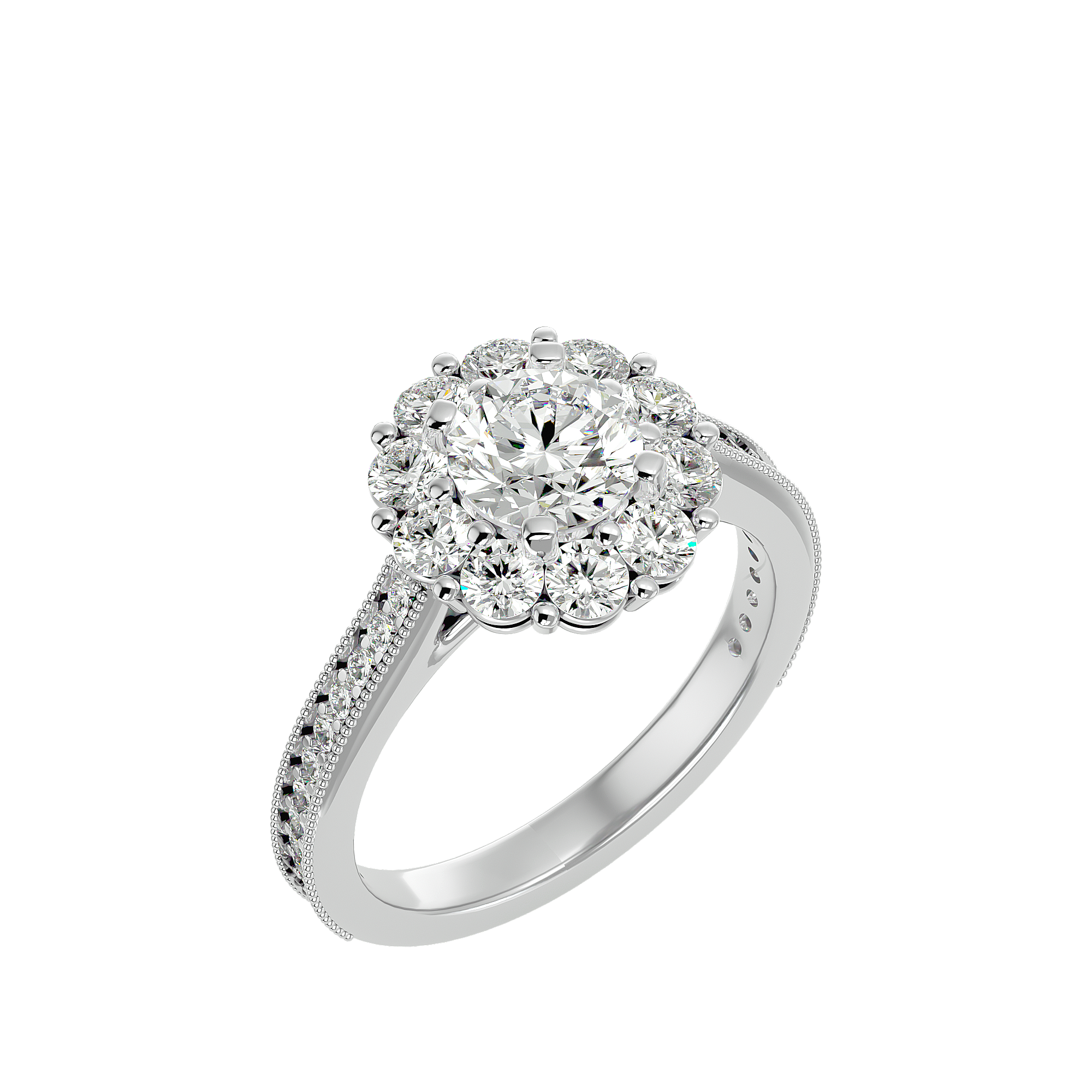 2 5/8 ctw Round Lab Grown Diamond Halo Engagement Ring