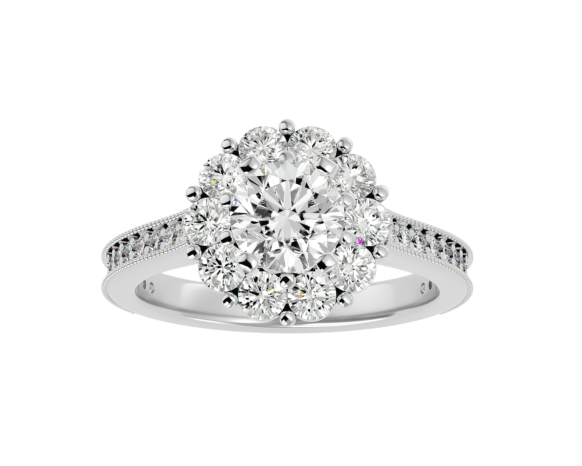 2 5/8 ctw Round Lab Grown Diamond Halo Engagement Ring