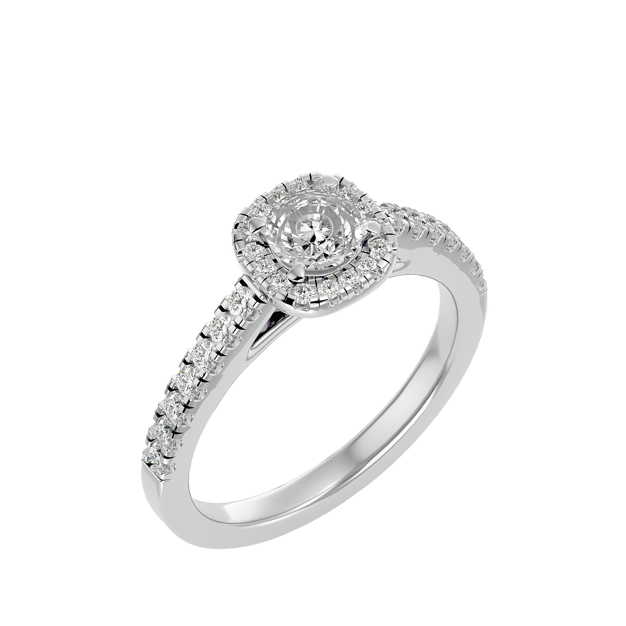 1 ctw Round Lab Grown Diamond Halo Engagement Ring