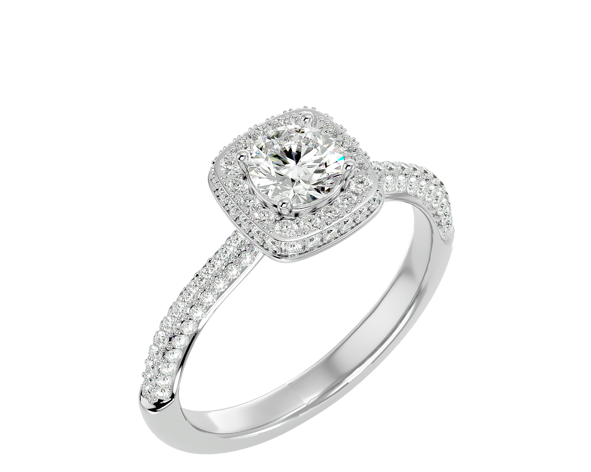 1 1/4 ctw Round Lab Grown Diamond Halo Engagement Ring