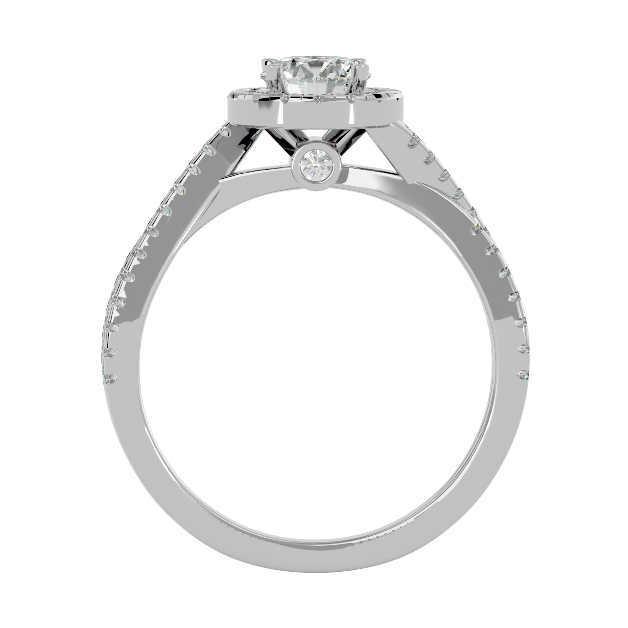 1 ctw Round Lab Grown Diamond Halo Engagement Ring