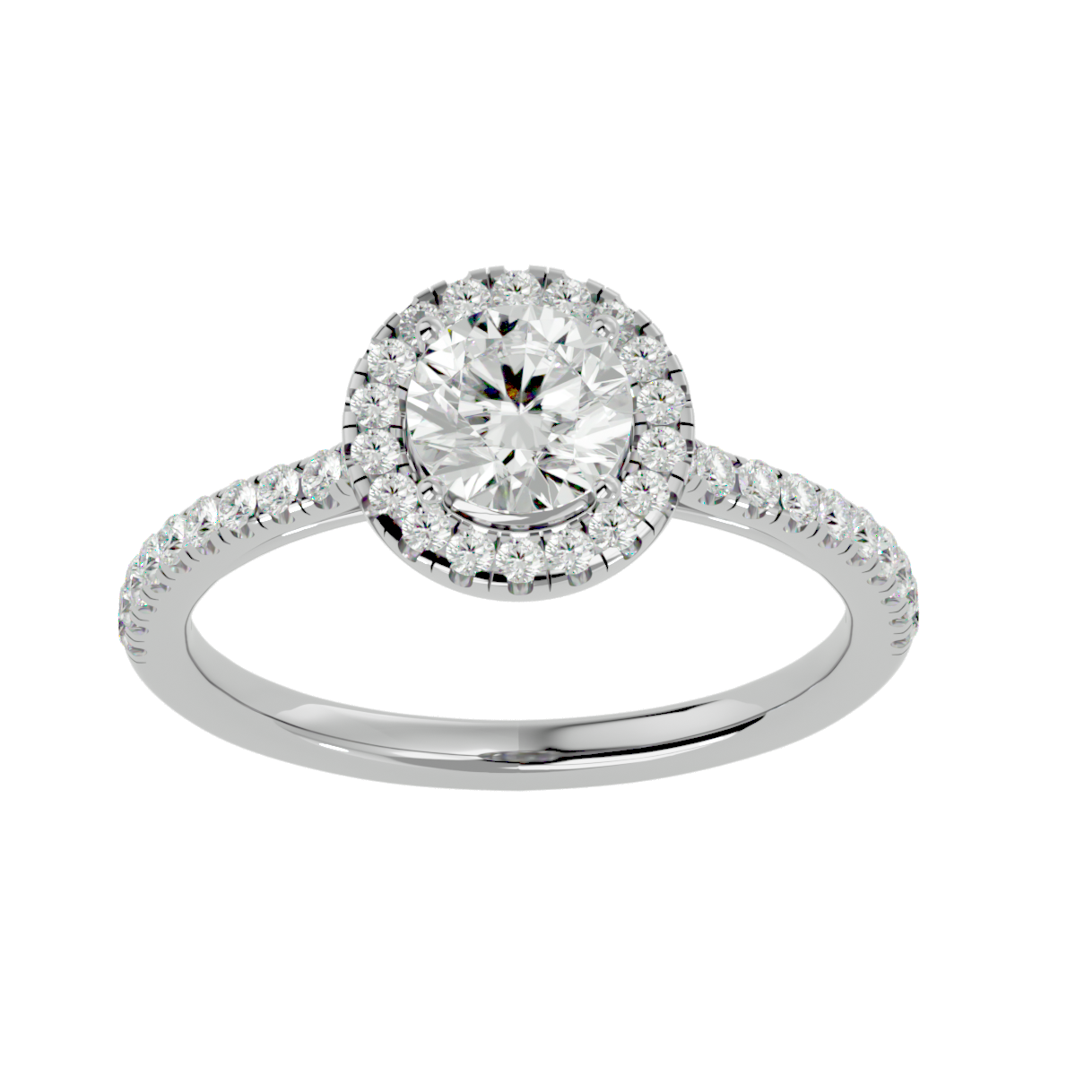 1 1/3 ctw Round Lab Grown Diamond Halo Engagement Ring