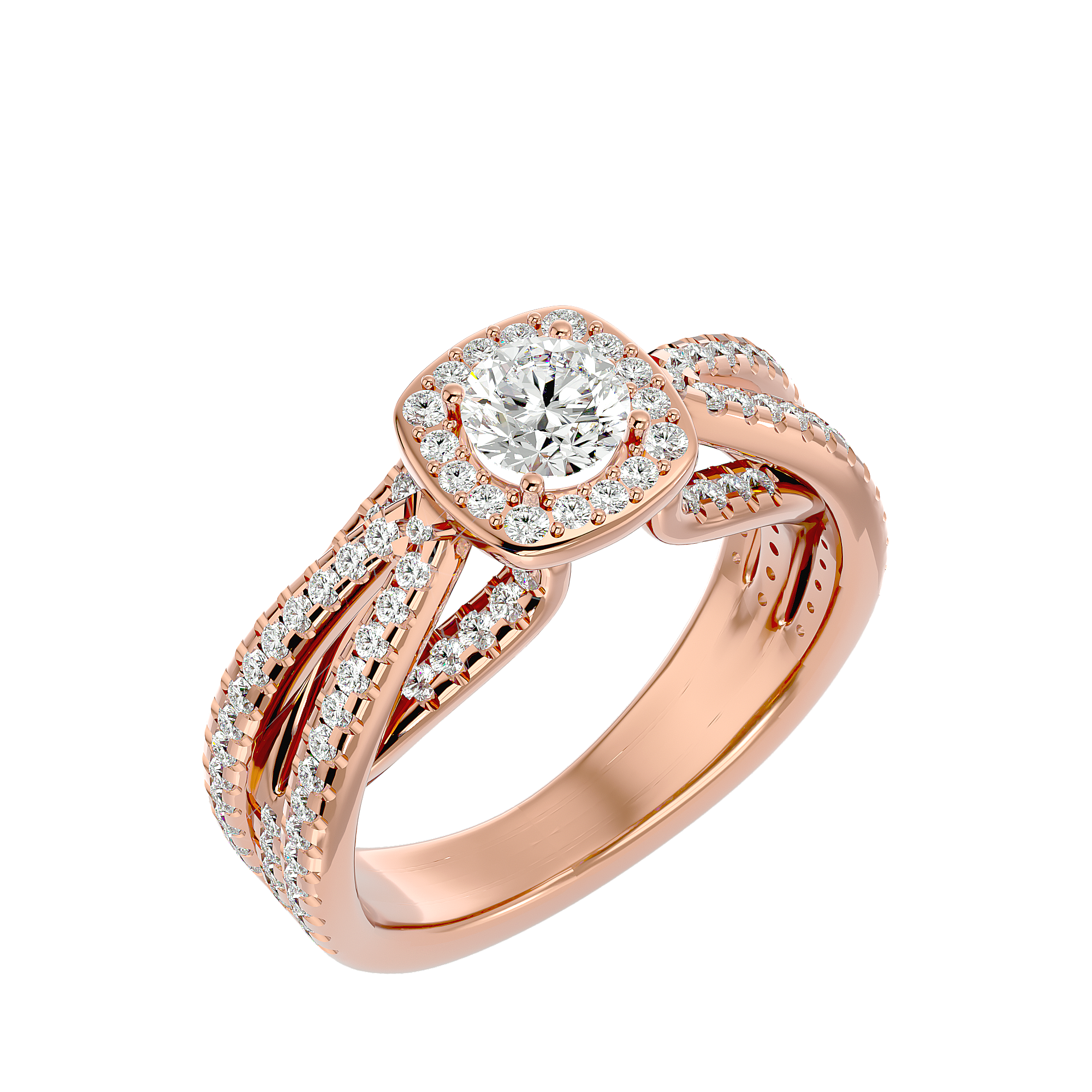 1 1/2 ctw Round Lab Grown Diamond Halo Engagement Ring