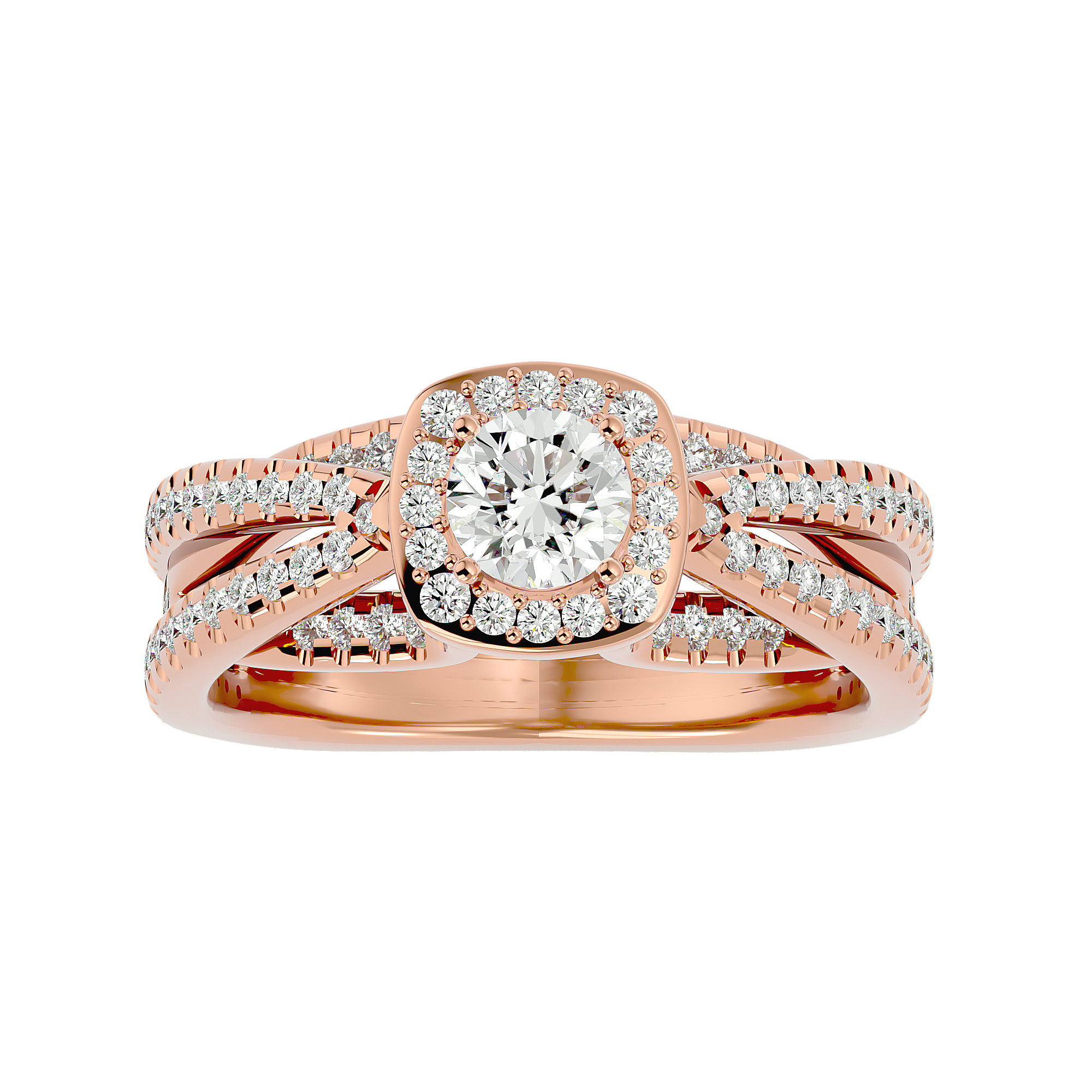 1 1/2 ctw Round Lab Grown Diamond Halo Engagement Ring