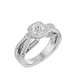 1 1/2 ctw Round Lab Grown Diamond Halo Engagement Ring
