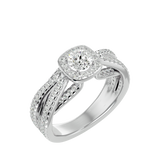 1 1/2 ctw Round Lab Grown Diamond Halo Engagement Ring