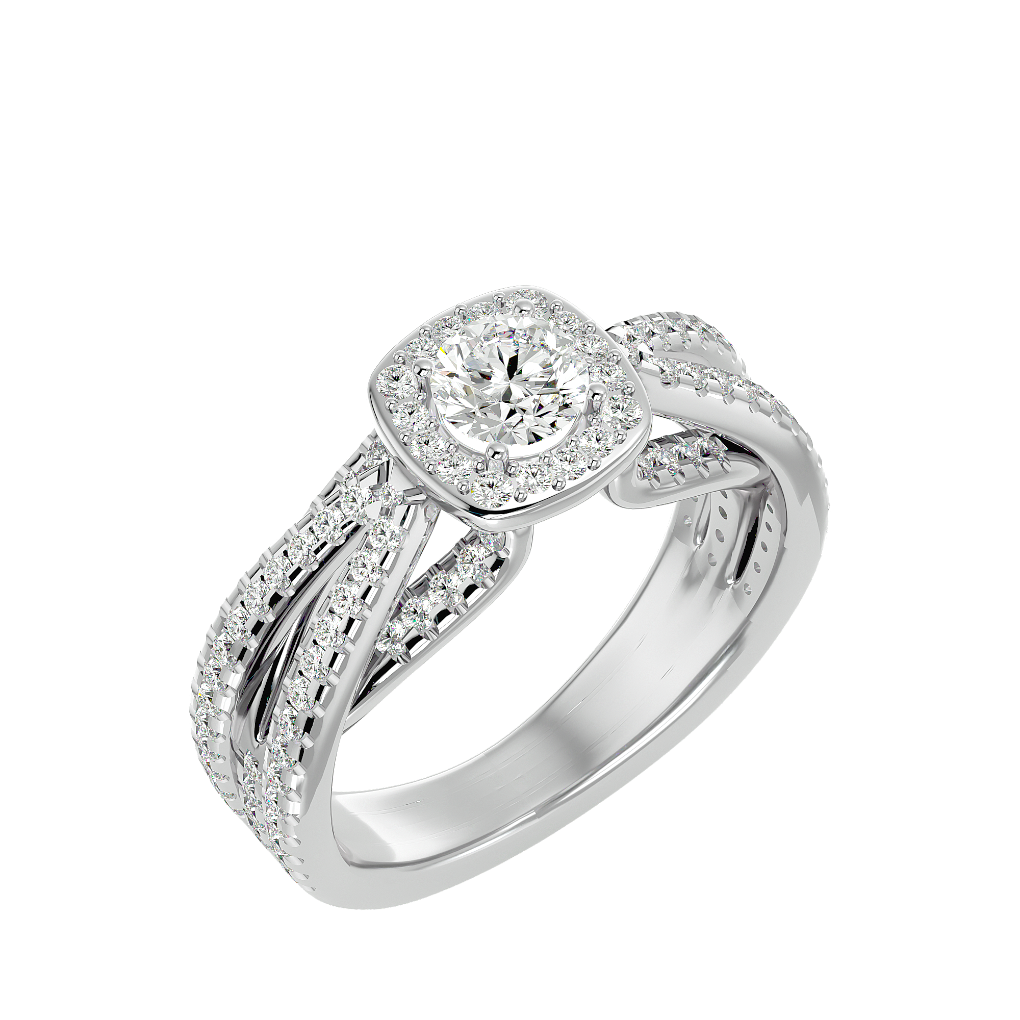 1 1/2 ctw Round Lab Grown Diamond Halo Engagement Ring
