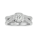 1 1/2 ctw Round Lab Grown Diamond Halo Engagement Ring