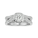 1 1/2 ctw Round Lab Grown Diamond Halo Engagement Ring