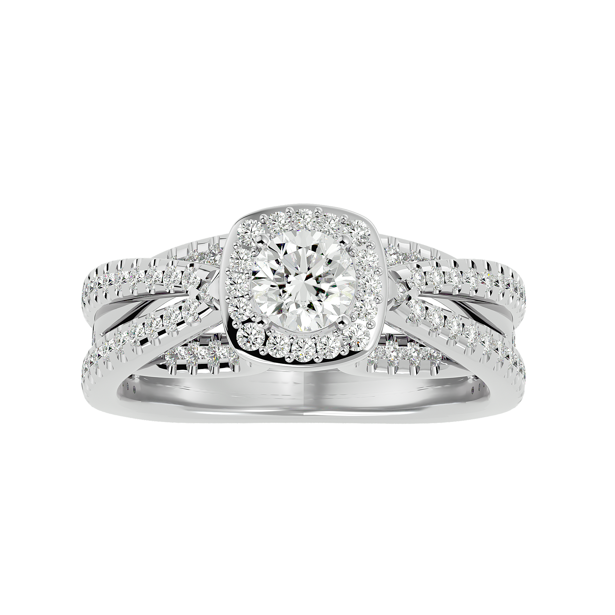 1 1/2 ctw Round Lab Grown Diamond Halo Engagement Ring