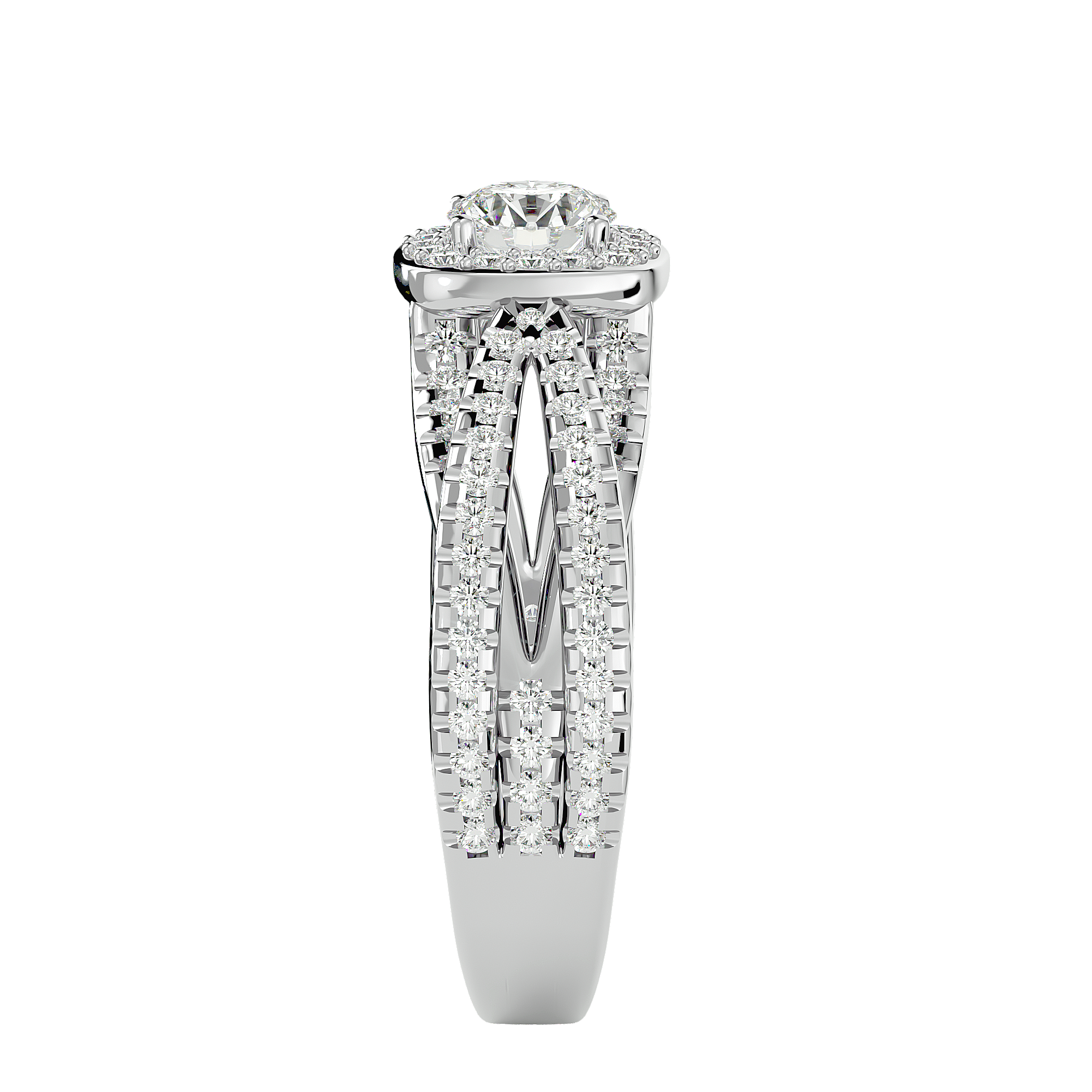 1 1/2 ctw Round Lab Grown Diamond Halo Engagement Ring