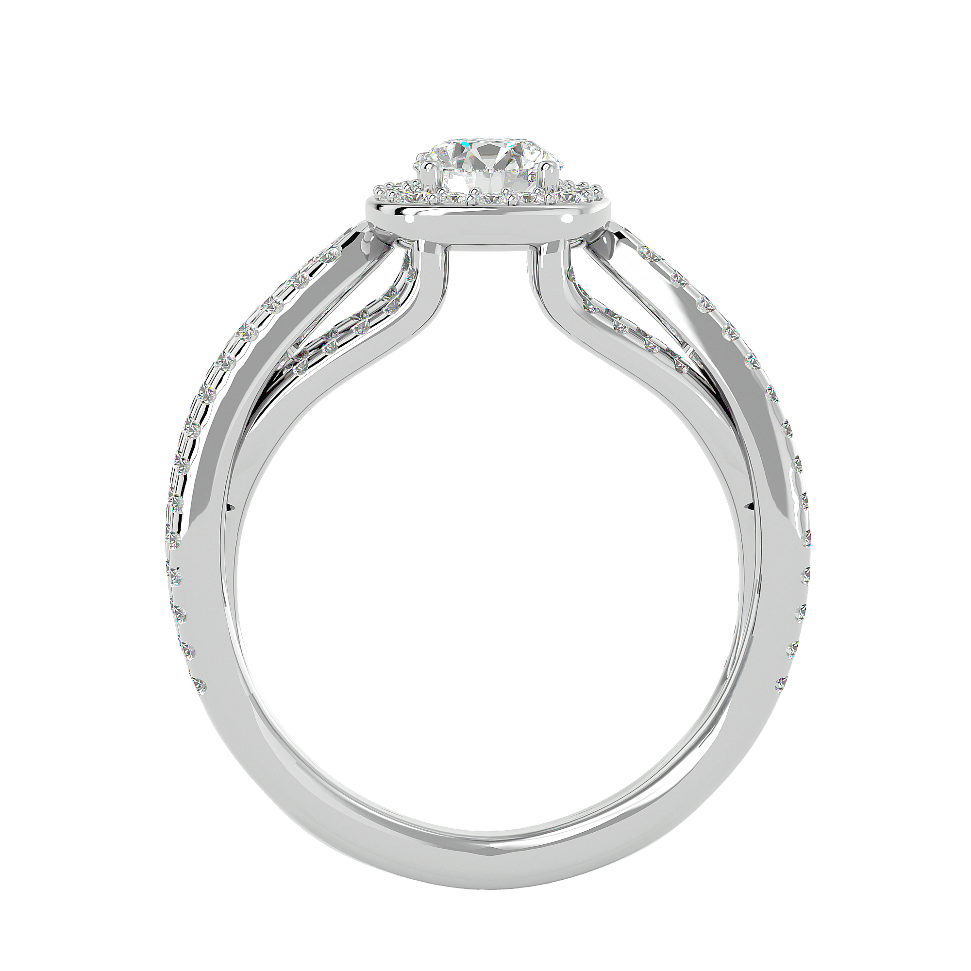 1 1/2 ctw Round Lab Grown Diamond Halo Engagement Ring