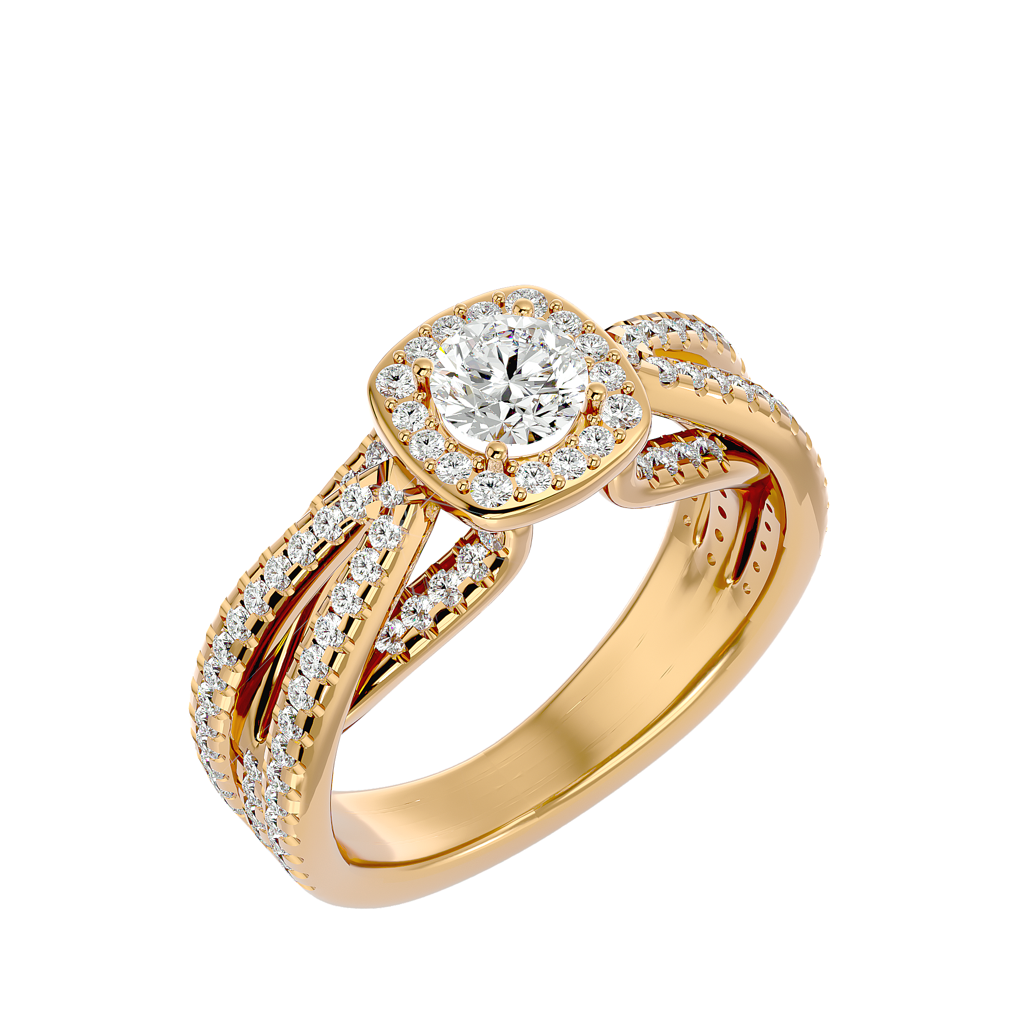 1 1/2 ctw Round Lab Grown Diamond Halo Engagement Ring
