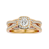 1 1/2 ctw Round Lab Grown Diamond Halo Engagement Ring