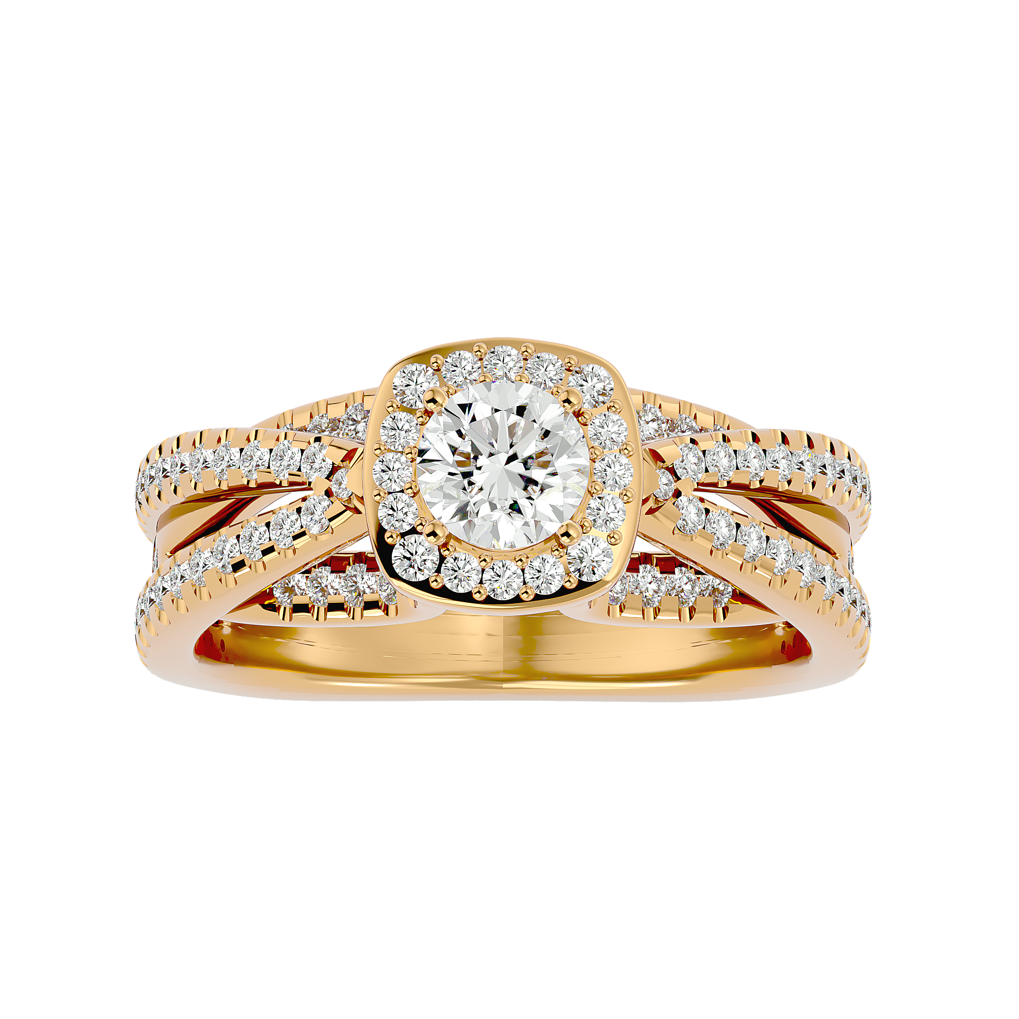 1 1/2 ctw Round Lab Grown Diamond Halo Engagement Ring