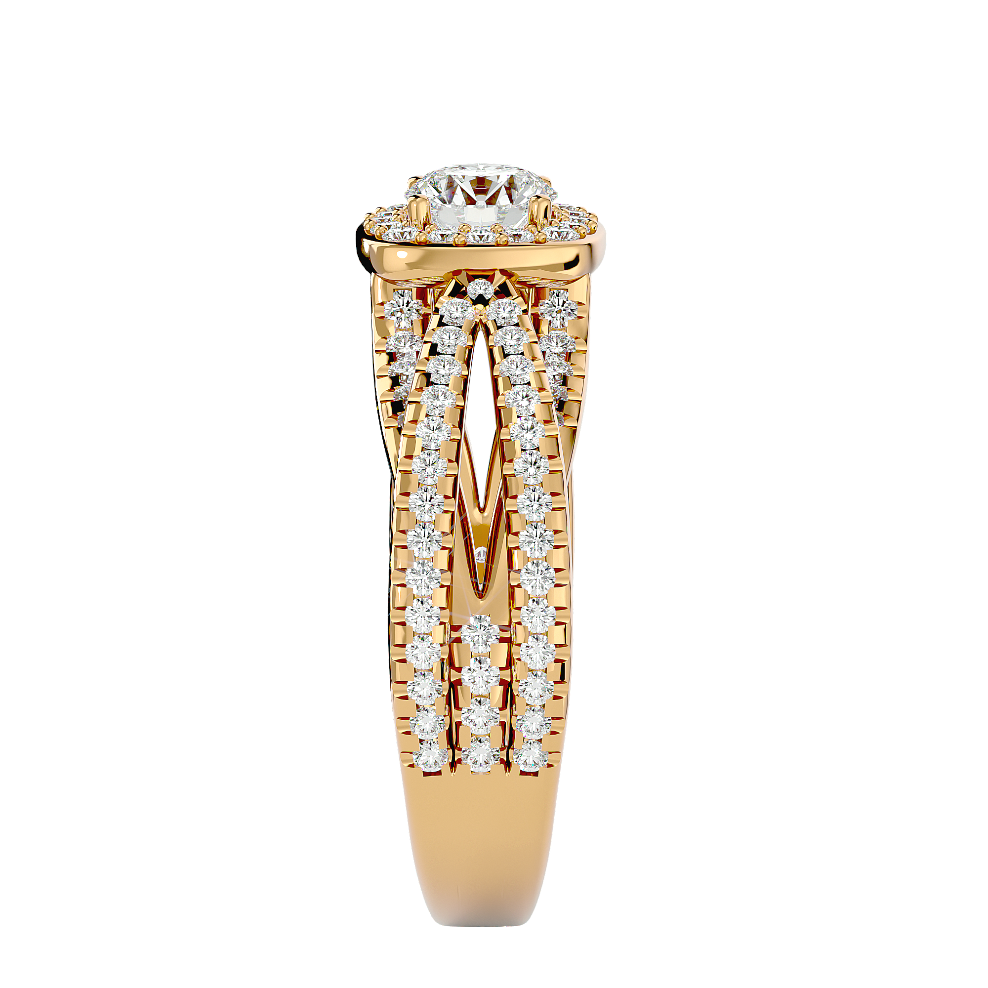 1 1/2 ctw Round Lab Grown Diamond Halo Engagement Ring