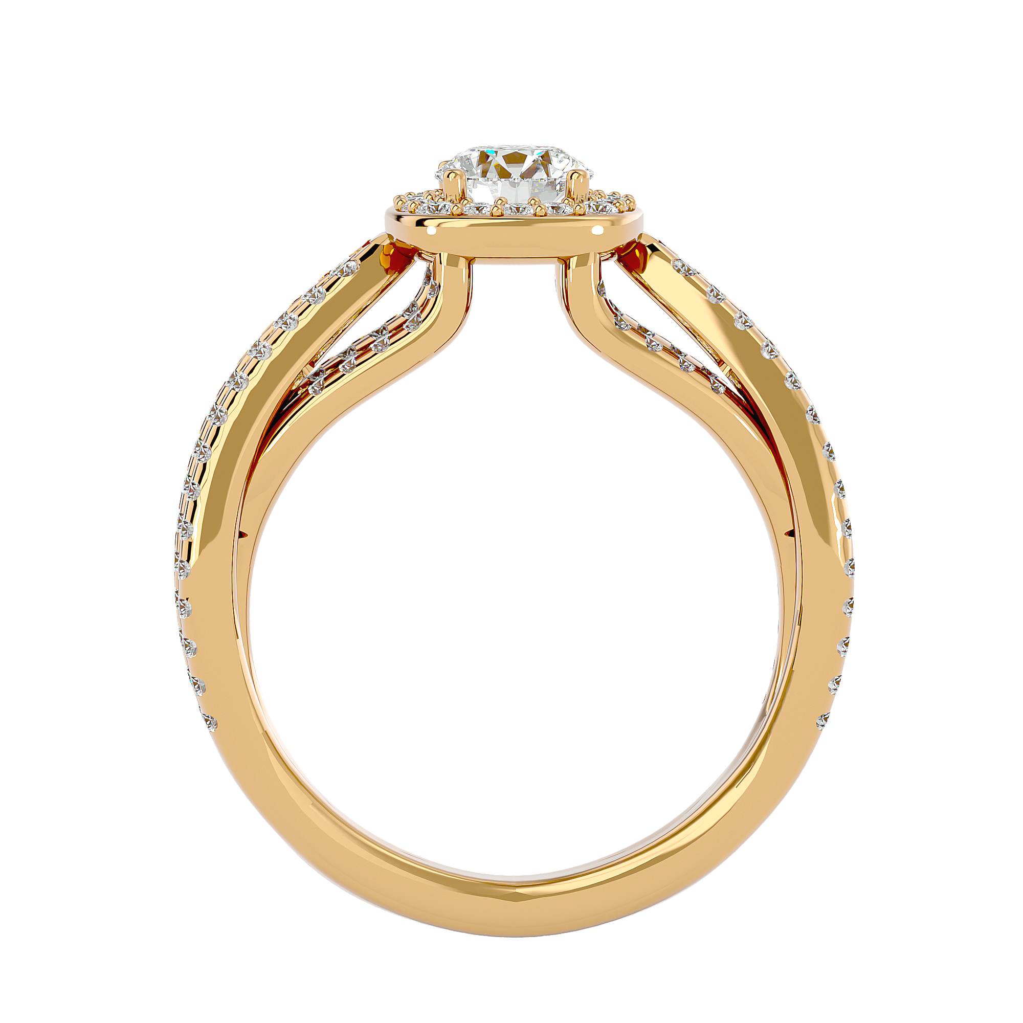 1 1/2 ctw Round Lab Grown Diamond Halo Engagement Ring
