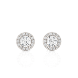 Round Lab Grown Diamond Halo Stud Earrings