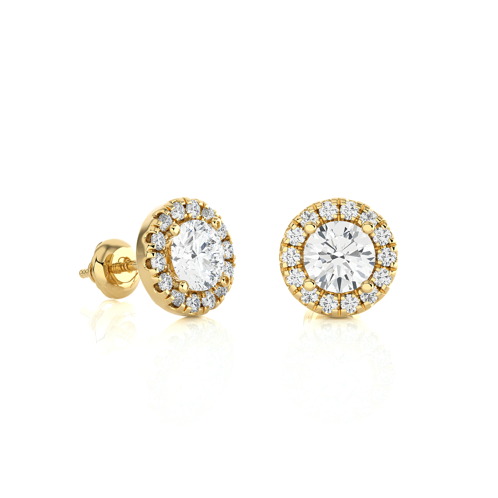 Round Lab Grown Diamond Halo Stud Earrings