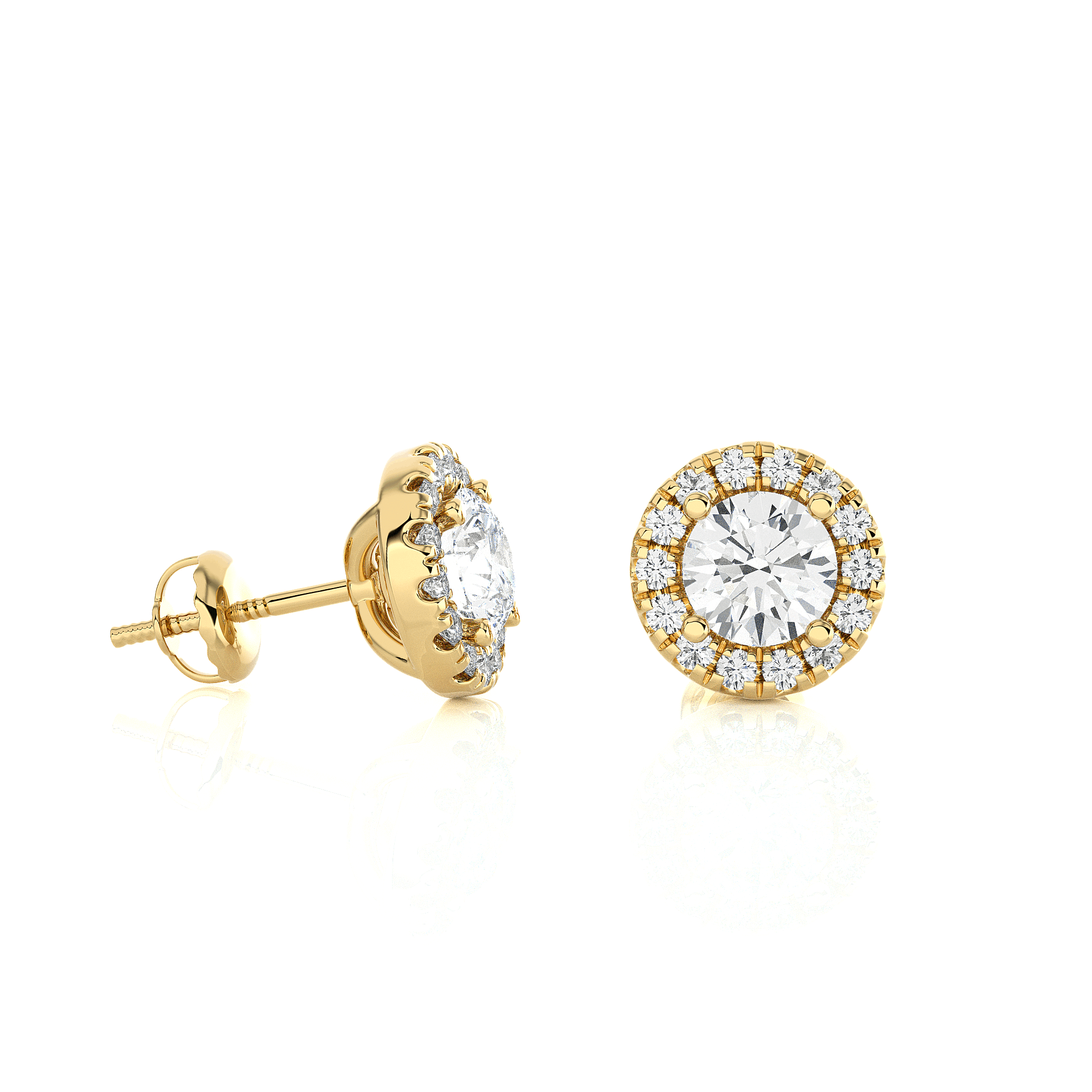 Round Lab Grown Diamond Halo Stud Earrings