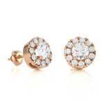 Round Lab Grown Diamond Halo Stud Earrings