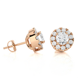 Round Lab Grown Diamond Halo Stud Earrings