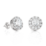 Round Lab Grown Diamond Halo Stud Earrings