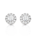 Round Lab Grown Diamond Halo Stud Earrings