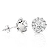 Round Lab Grown Diamond Halo Stud Earrings