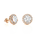 Round Lab Grown Diamond Halo Stud Earrings