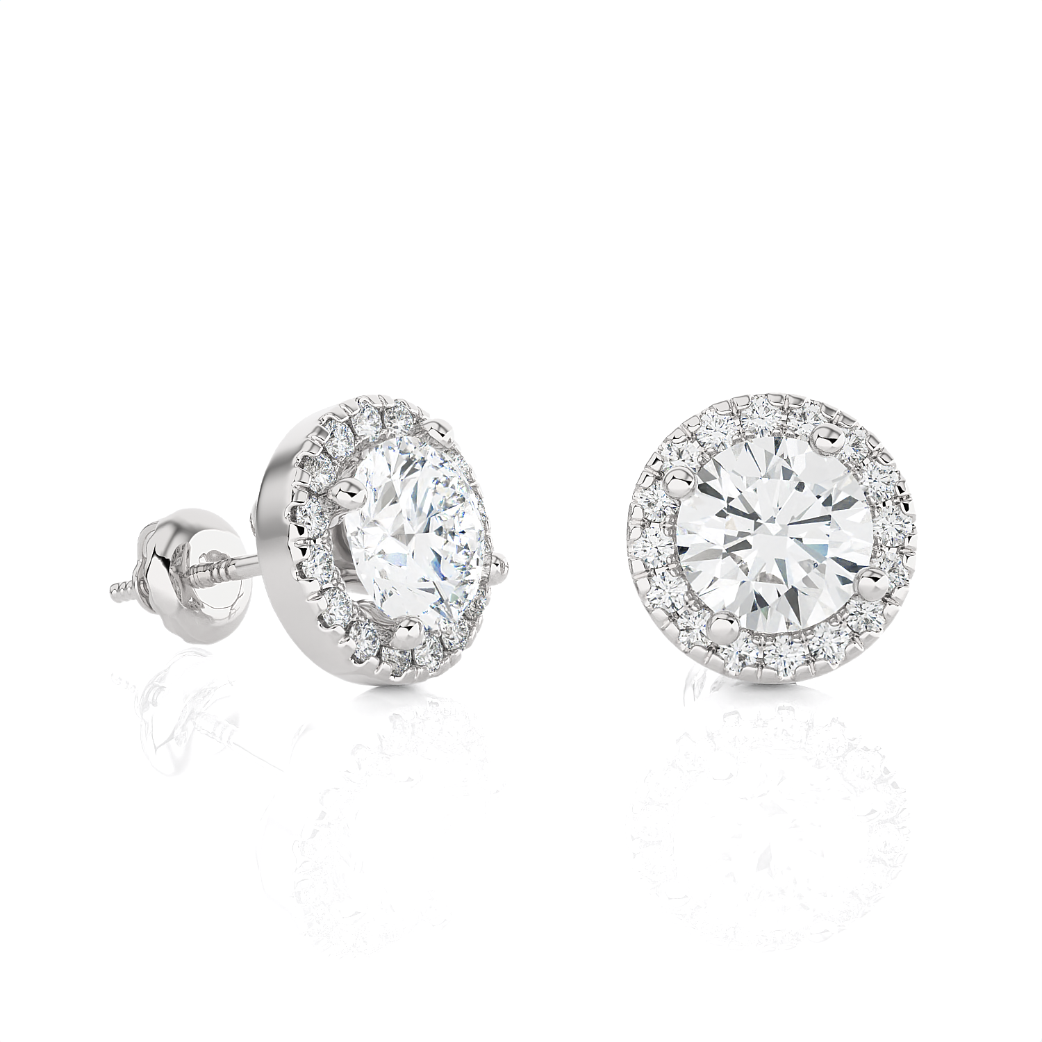 Round Lab Grown Diamond Halo Stud Earrings