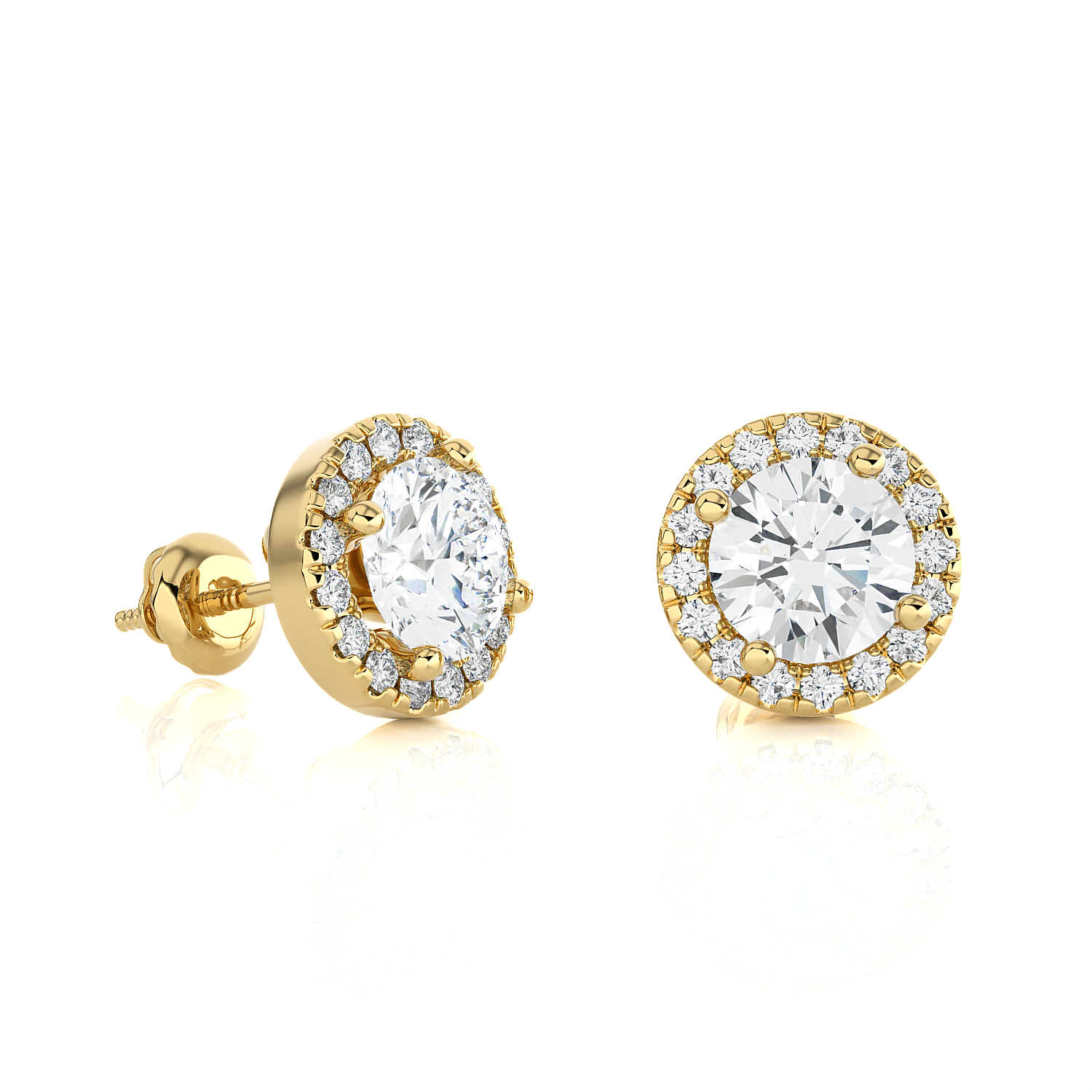 Round Lab Grown Diamond Halo Stud Earrings