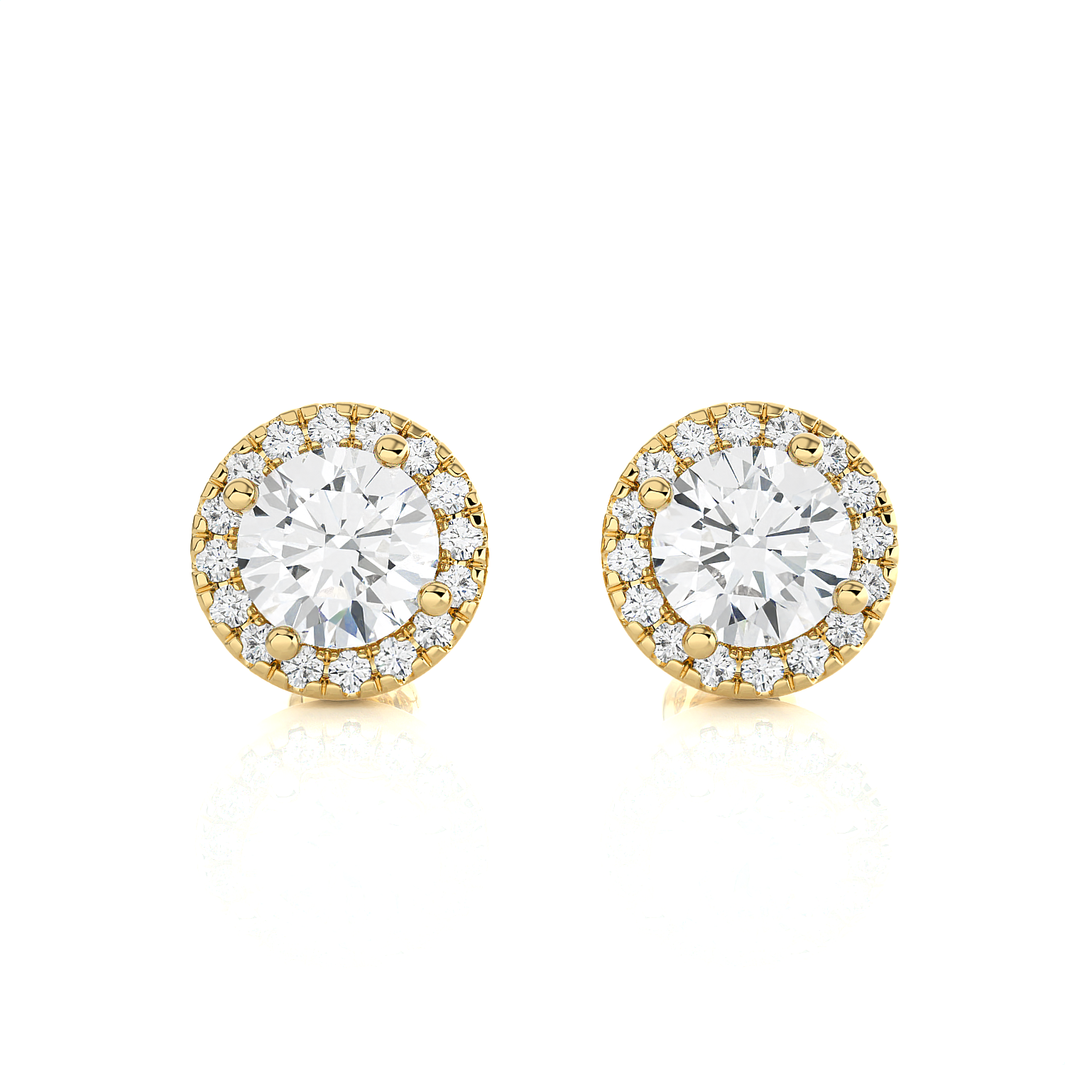 Round Lab Grown Diamond Halo Stud Earrings