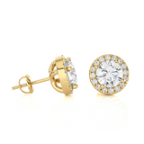 Round Lab Grown Diamond Halo Stud Earrings