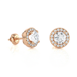 Round Lab Grown Diamond Halo Stud Earrings