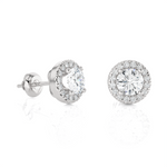 Round Lab Grown Diamond Halo Stud Earrings