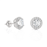 Round Lab Grown Diamond Halo Stud Earrings