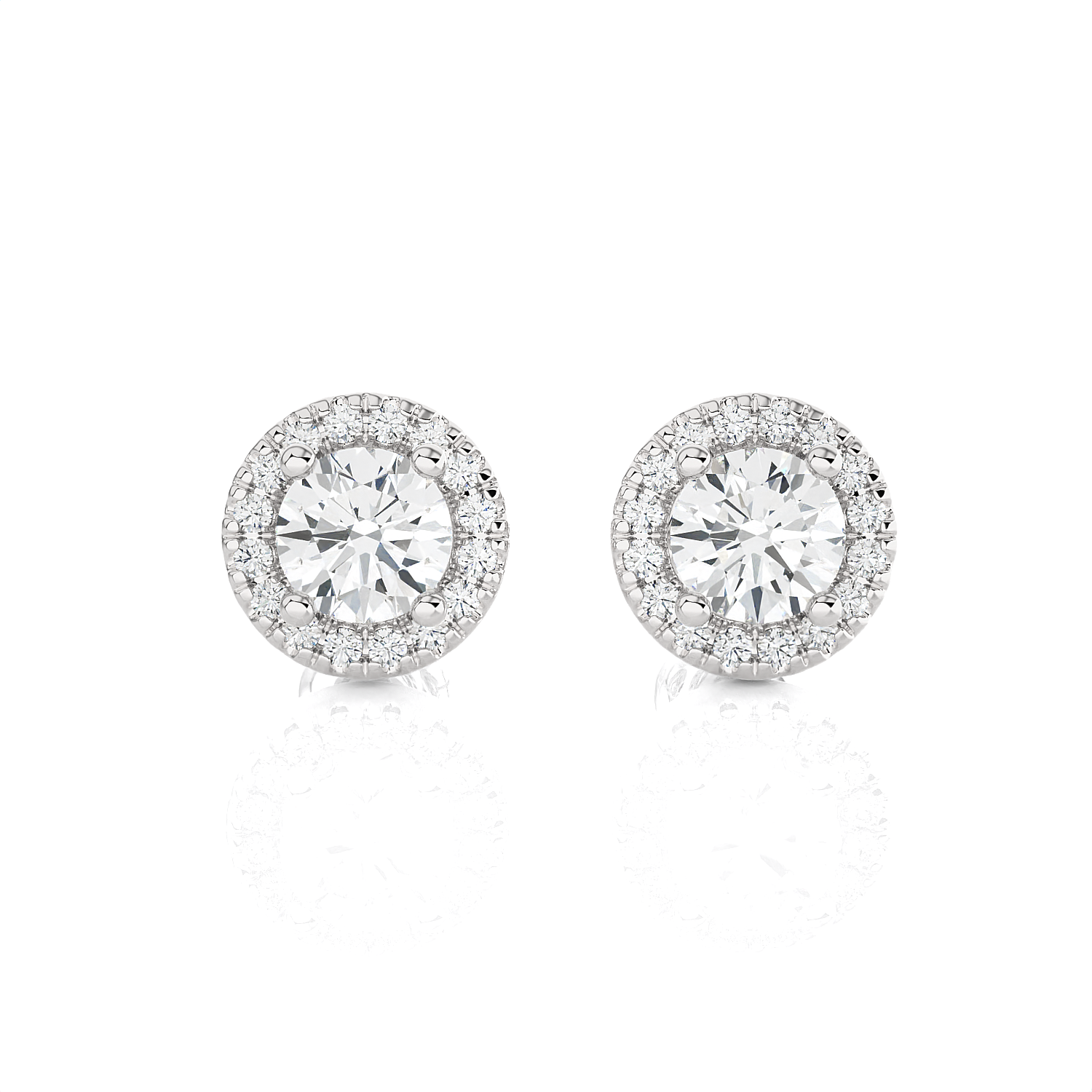 Round Lab Grown Diamond Halo Stud Earrings